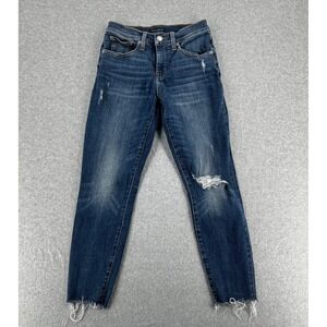 Lucky Brand Ava Skinny Jeans Women's Size 4 / 27 Distressed Raw Hem Mid Rise...